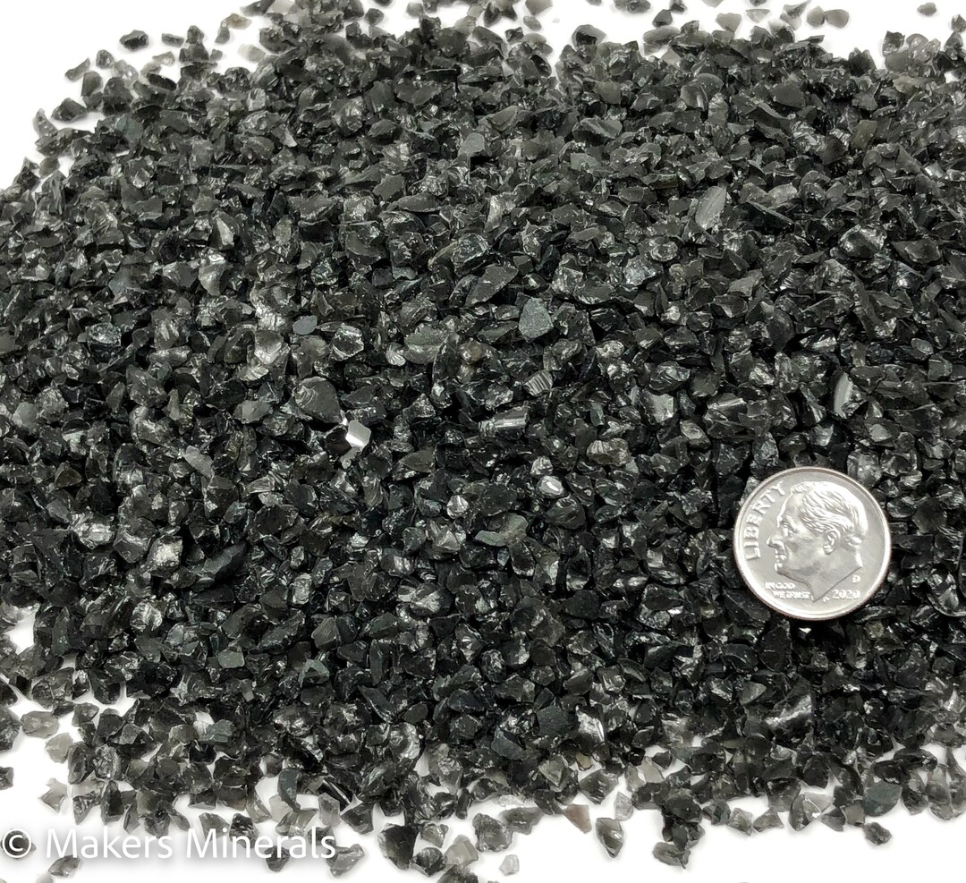 Crushed Black Obsidian From Mexico, Coarse Crush, Gravel Size 4mm 2mm