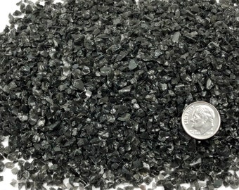 Crushed Black Obsidian Chips from Mexico, Pea-Sized Gravel (2mm-4mm) for Stone Inlay, Mineral Art, or Handmade Jewelry