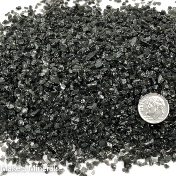 Crushed Black Obsidian from Mexico, Coarse Crush, Gravel Size (4mm - 2mm) for Stone Inlay, Mineral Art, or Handmade Jewelry