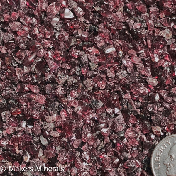 Crushed Deep Red Garnet from India, Coarse Crush, Gravel Size (4mm - 2mm) for Stone Inlay, Mineral Art, or Handmade Jewelry