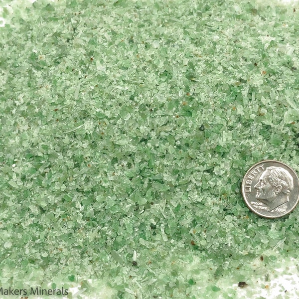 Crushed Green Nephrite Jade from China, Medium Crush, Sand Size (2mm - 0.25mm) for Stone Inlay, Mineral Art, or Handmade Jewelry