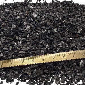 Crushed Black Tourmaline Chips (Grade A+) from Brazil, Pea-Sized Gravel (2mm-4mm) for Woodworking Inlay, Resin Art, Embellishments