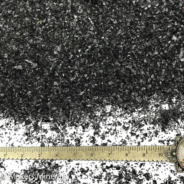 Crushed Black Tourmaline from Brazil, Medium Crush, Sand Size (2mm - 0.25mm) for Stone Inlay, Mineral Art, or Handmade Jewelry