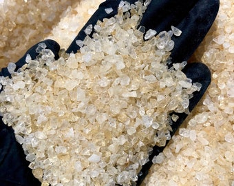 Crushed Golden Citrine Chips (Grade A) from Brazil, Pea-Sized Gravel Size (2mm-4mm) for Stone Inlay, Mineral Art, or Handmade Jewelry