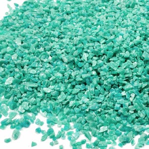 Crushed Blue-Green Amazonite Chips (Grade A) from Russia, Pea-Sized Gravel (2mm-4mm) for Stone Inlay, Resin Art, Orgonites, or Jewelry
