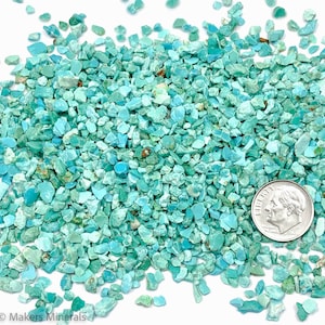 Crushed Blue-Green Fox Turquoise Chips from Nevada, Pea-Sized Gravel (2mm-4mm) for Stone Inlay, Mineral Art, or Handmade Jewelry