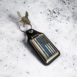 Blue Thin Line Flag Police Officer Key Chain Police Academy Graduation Gifts- Blue Line Gifts-Police Officer Gifts-Law Enforcement