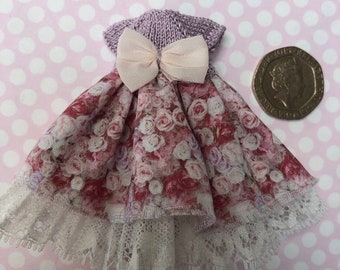 Dollshouse toddler 1.12th doll also Petite Blythe doll OOAK dress