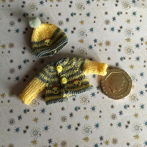 Dollshouse 1/12th miniature hand knitted toddler doll Hat and Jacket image 1