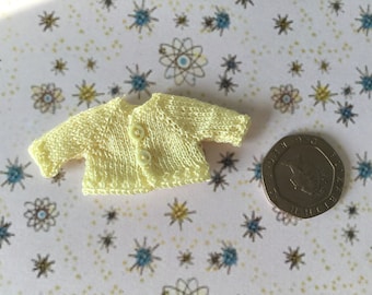 Dollshouse 1/12th miniature hand knitted Baby/Toddler doll cardigan