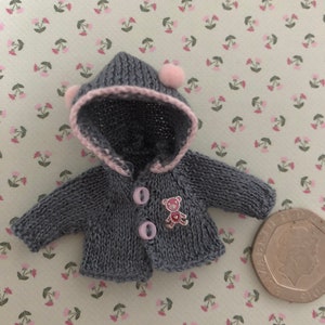 Dollshouse 1/12th miniature toddler/baby hand knitted Hooded Jacket image 1