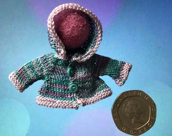 Dollshouse 1/12th miniature hand knitted Baby/Toddler Hooded Jacket