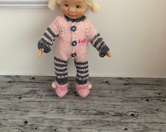 Dollshouse 1/12th miniature hand knitted Toddler doll all in one suit