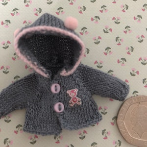 Dollshouse 1/12th miniature toddler/baby hand knitted Hooded Jacket image 2