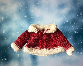 Miniature 1/12th dolls house toddler doll hand knitted jacket