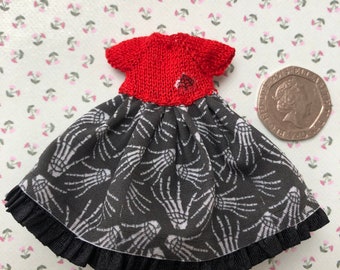 Dollshouse 1.12th OOAK baby/toddler and Petite Blythe doll Halloween dress