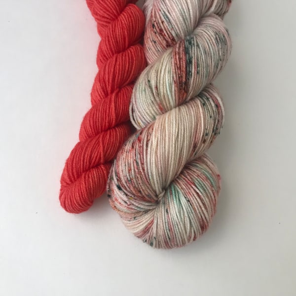 mini skein or Christmas Influx mini kit - New Base Lydia (80/20 SW Merino Plump Fingering)