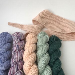 Sophie Scarf kits (mini or half skein) - Base Mary ( 100% fine organic merino (non-SW))