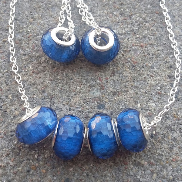 Sapphire Blue Lampwork Bead Minimalist Jewelry Set, Blue Bead Jewelry, Minimalist Bead Jewelry, Women's Jewelry Sets, Bead Jewelry Sets
