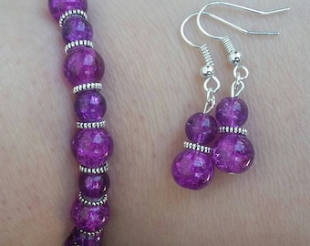 Ensemble de bijoux de vacances magiques violet, violet perle bijoux, boucles d’oreilles violettes, violet Bracelet, les bijoux des femmes, vacances bijoux, violet