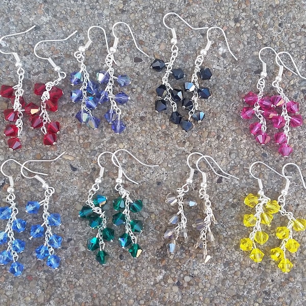 Handmade Cascade Crystal Bead Dangle Earrings, Dangle Bead Earrings, Cascade Bead Earrings, Women's Earrings, Women's Jewelry, Bead Earrings