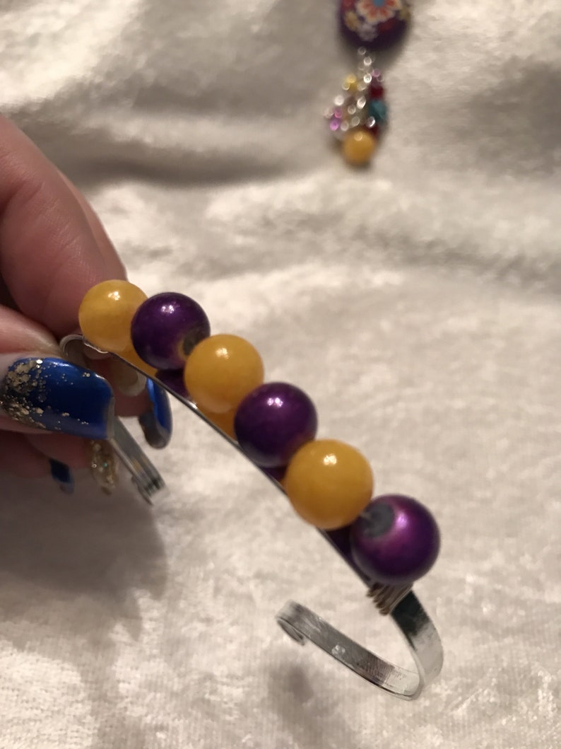 Purple /& Yellow cuff bracelet.