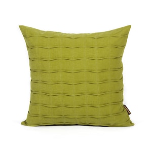 Olive Green Decorative Pillow Cover, Green Throw Pillow Cover, Pintuck Pillow Cover Green, Square Pillow Cover, 20&quot;x20&quot; Pillow Cover Green