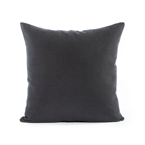 Solid Charcoal Gray Decorative Cushion, Lumbar Oblong Rectangular, Throw Pillow Cover, European Sham Pillow Cover