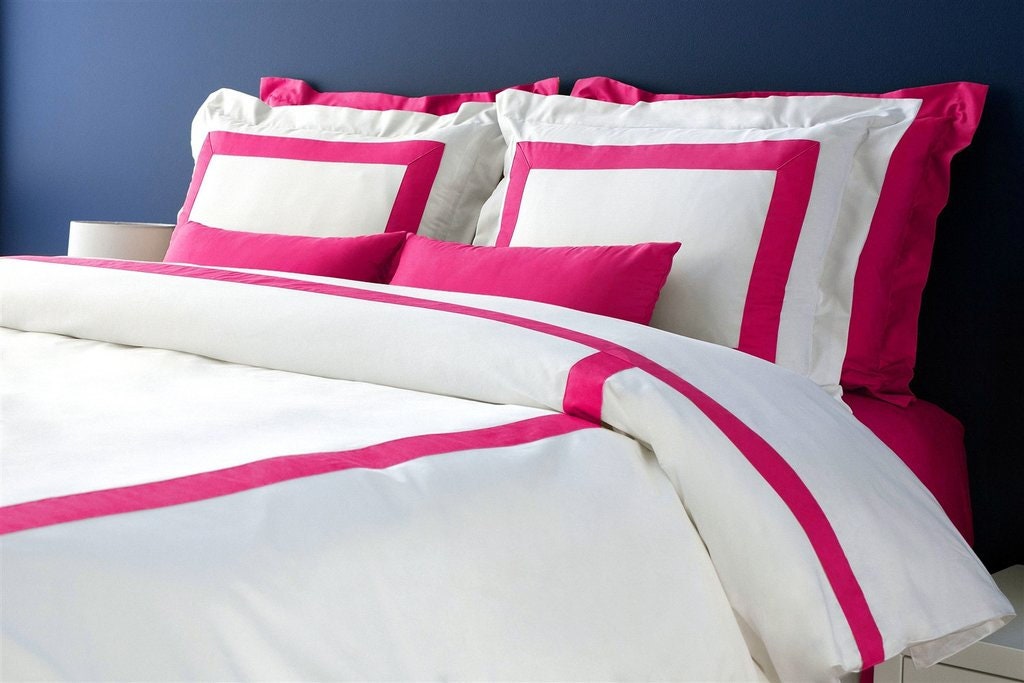 Hotel Collection Hot Pink Duvet Cover Set Border Frame Barbie Etsy