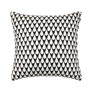 Tear Drop Decorative Cushion, Pettit Pattern Throw Pillow Cover, Black White Pillowcase, 16&quot;x16&quot;, Kids Room, Nursery Decor