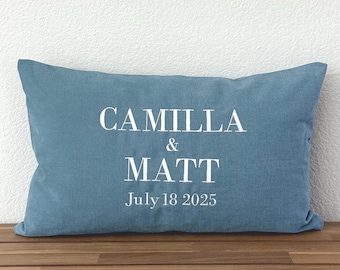 Personalized Embroidered Wedding Pillow | Couples Names & Date
