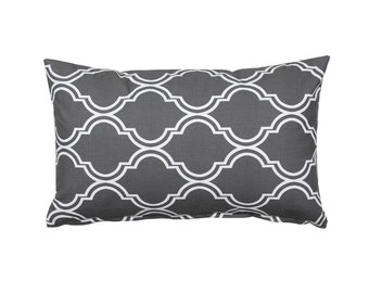 Federa per cuscino rettangolare/oblungo/lombare 12"X20" con motivo carbone e bianco