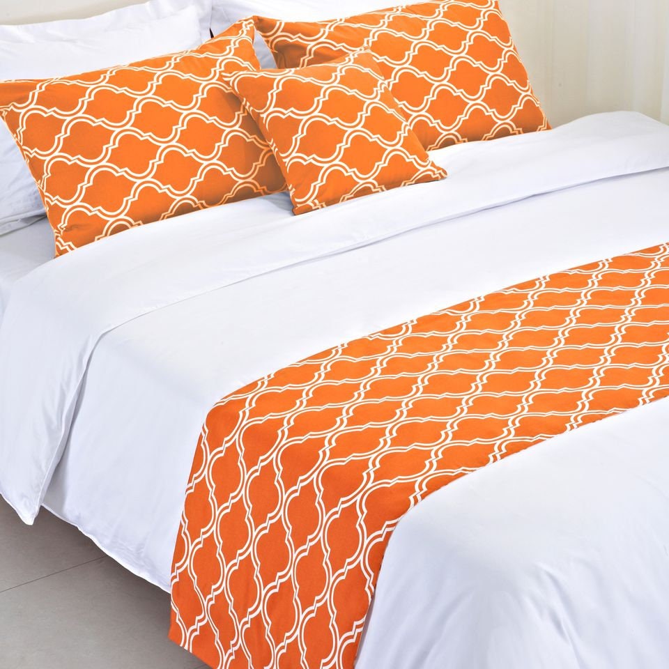 Orange Bed Runner, Modern Bed Runners, Queen Size Bed Runner, Bed Scarf