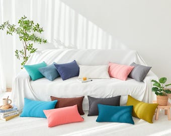 Copricuscino decorativo lombare, cuscino rettangolare oblungo, federa per divano 12"x20", cotone spazzolato resistente di alta qualità