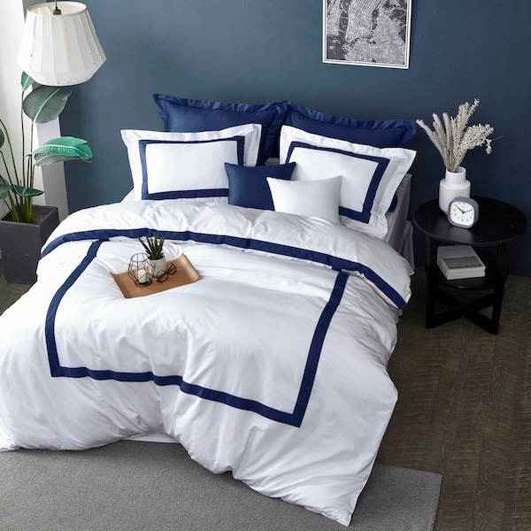Navy White Bedding Etsy