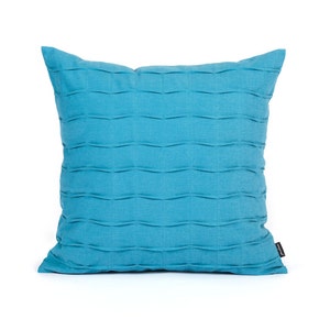 Aqua Blue Pintuck Decorative Cushion Cover, Blue Throw Pillow Cover, Summer Pillow Cover, 20&quot;x20&quot; Pillow Cover, Pillow Cover for Couch