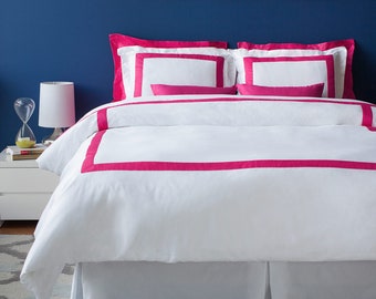 Hotel Collection Hot Pink Duvet Cover Set Border Frame Dark