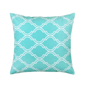 Aqua & White Pattern Decorative Cushion, Lumbar Oblong Rectangular, Throw Pillow Cover, European Sham Pillow Cover