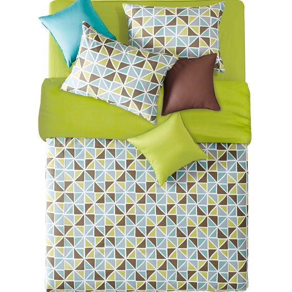 Powder Blue Brown Contemporary Duvet Cover Set Etsy