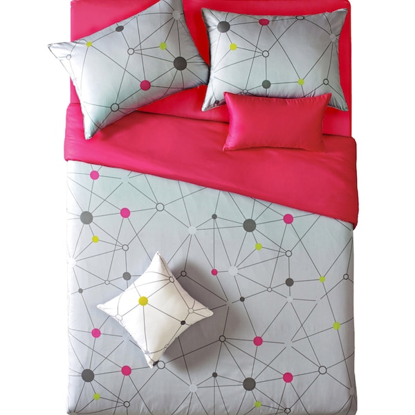 Pink Gray Bedding Etsy