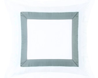 Modern Sateen White Light Gray Throw Cushion Pillow Cover with Flanges