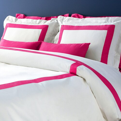 Hot Pink Cotton Sham Pillow Cover for Bed With Flange Etsy