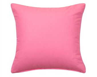 Funda de almohada de algodón rosa sólido, cuadrada/lumbar