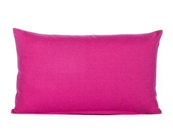 12"X20" Solid Hot Pink / Dark Pink Rectangular / Oblong / Lumbar Throw Pillow Cover