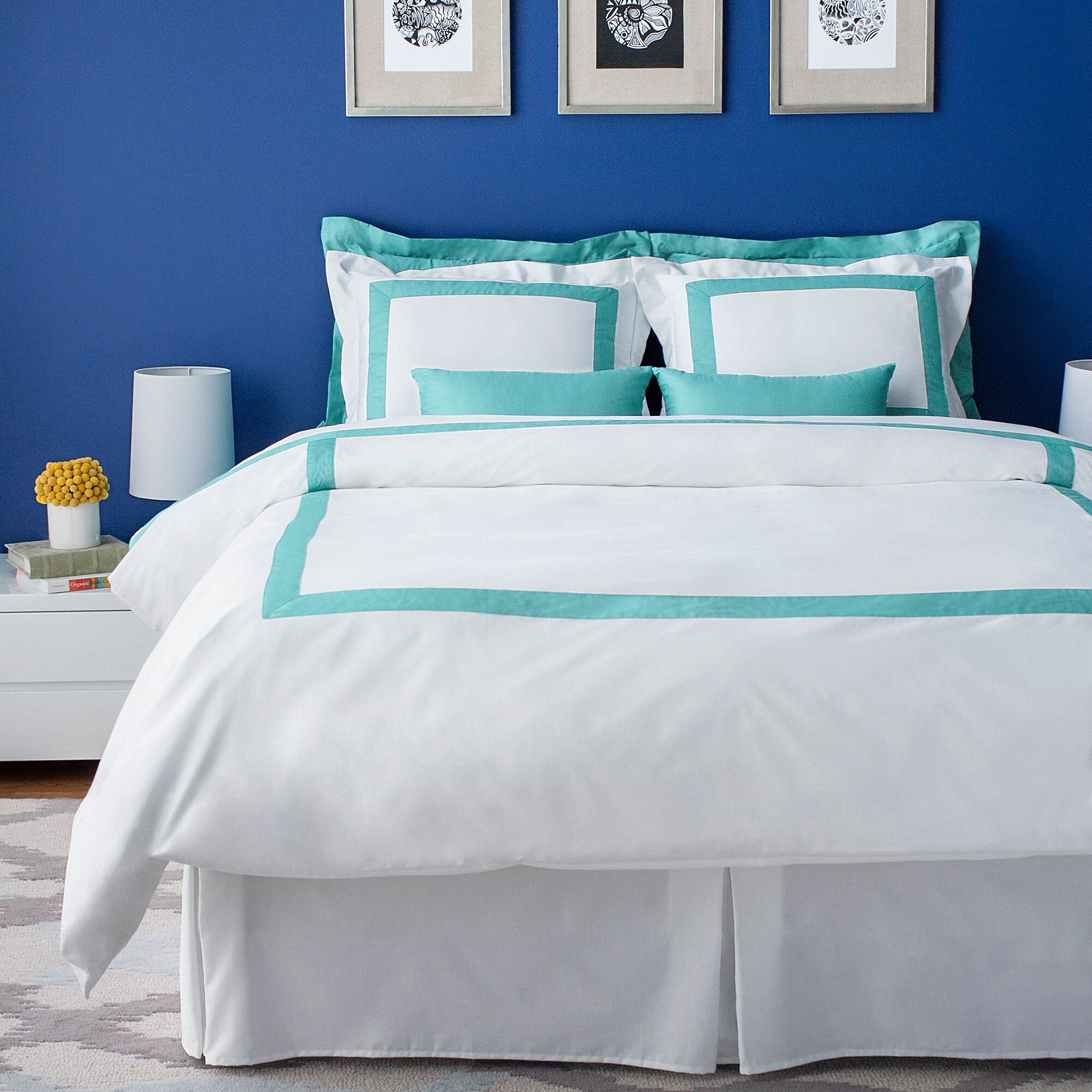 Hotel Collection Powder Blue Duvet Cover Set Border Frame Etsy UK