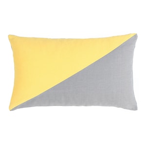 12&quot;X20&quot; Citron Yellow Gray Rectanuglar / Oblong / Lumbar / Cushion / Throw Pillow Cover