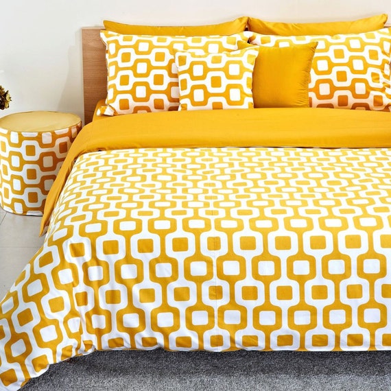 Contemporary Mustard Yellow White Duvet Cover Set Crib Etsy
