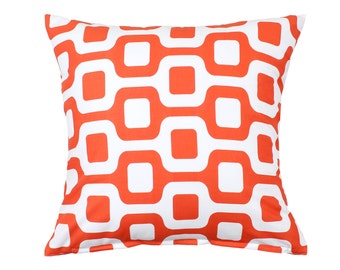 Federa per cuscino geometrica rosso corallo, 100% cotone