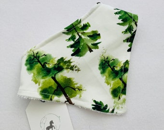 Forest - Trees - Organic Baby Bamboo Bandana Bib - Handmade in the UK - Green - Love the planet - Gift Idea - Dribble Bib - Baby Shower