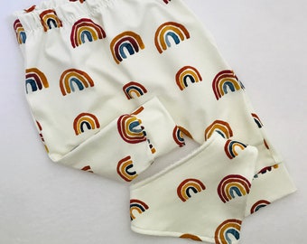 Save 10% - Organic Rainbow Leggings and Bandana Bib - Matching Gift Set - Baby, Toddler & Child sizes - Baby Shower - Handmade in the UK